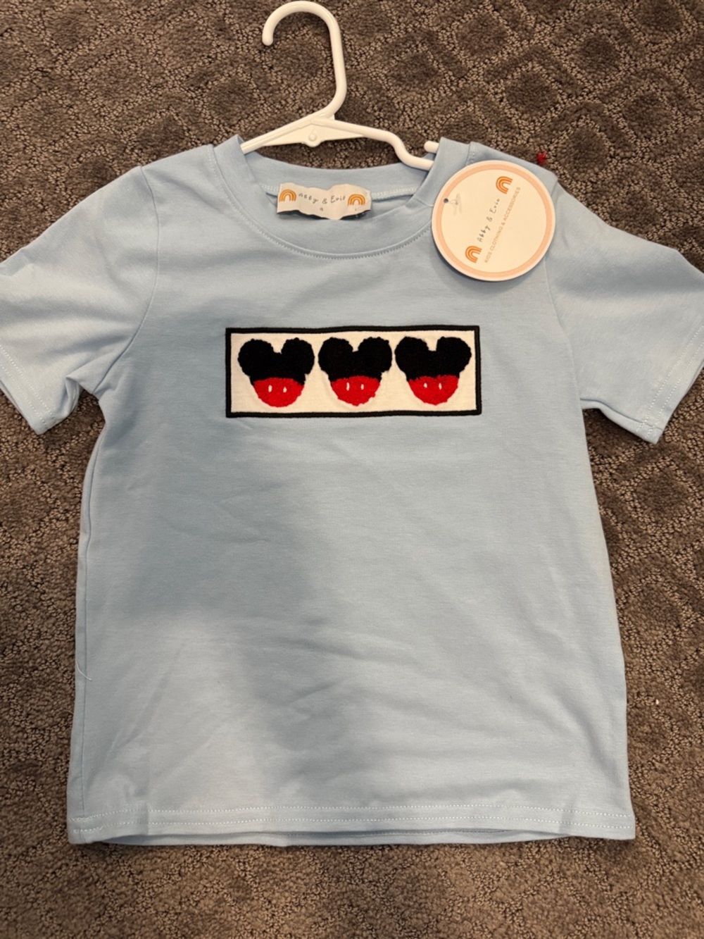 Kids Light Blue Graphic Tee with Heart Mickey Mouse